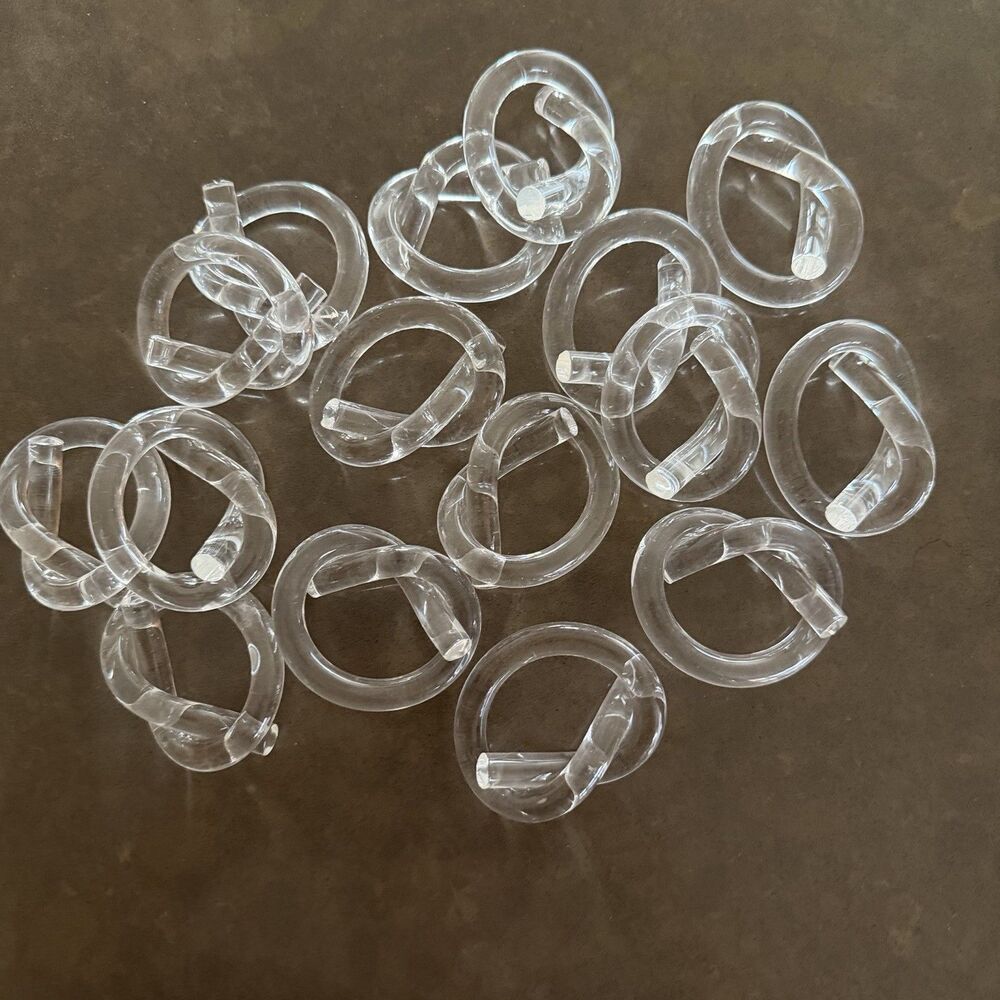 16 Vtg Dorothy Thorpe? Lucite Pretzel Napkin Rings Mid Century Modern MCM